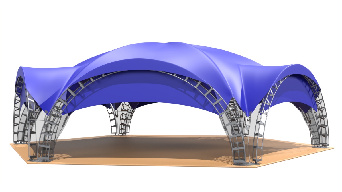 Арочный шатер гексагональ 14х16 (163 м²)
