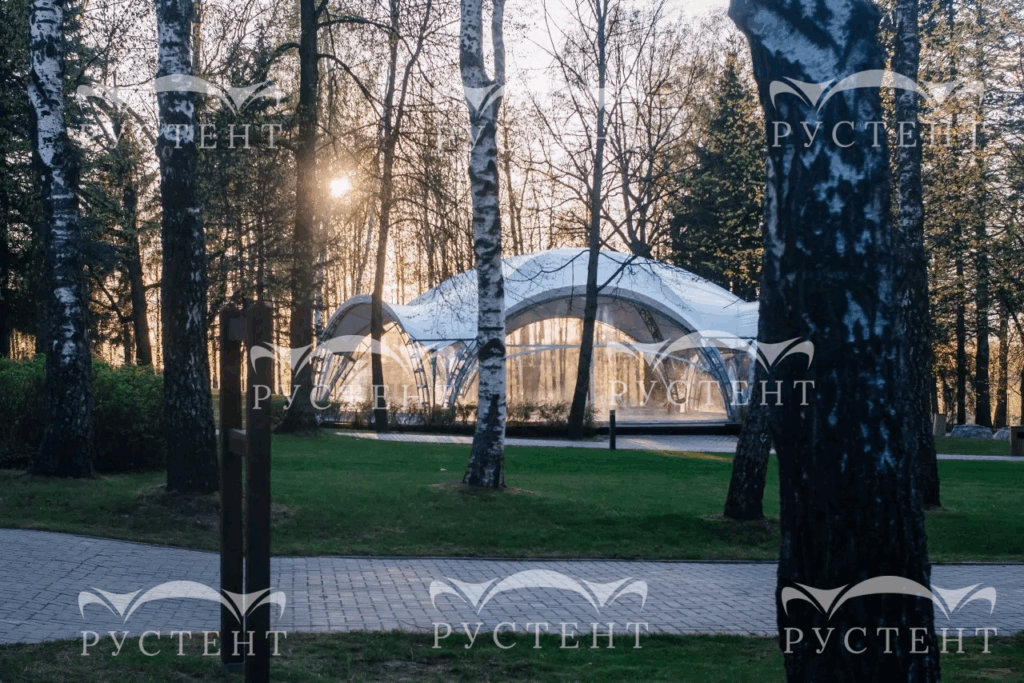 Примеры установленных арочных шатров