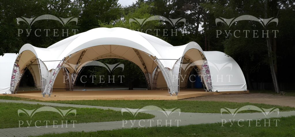 Примеры установленных гексагональных шатров