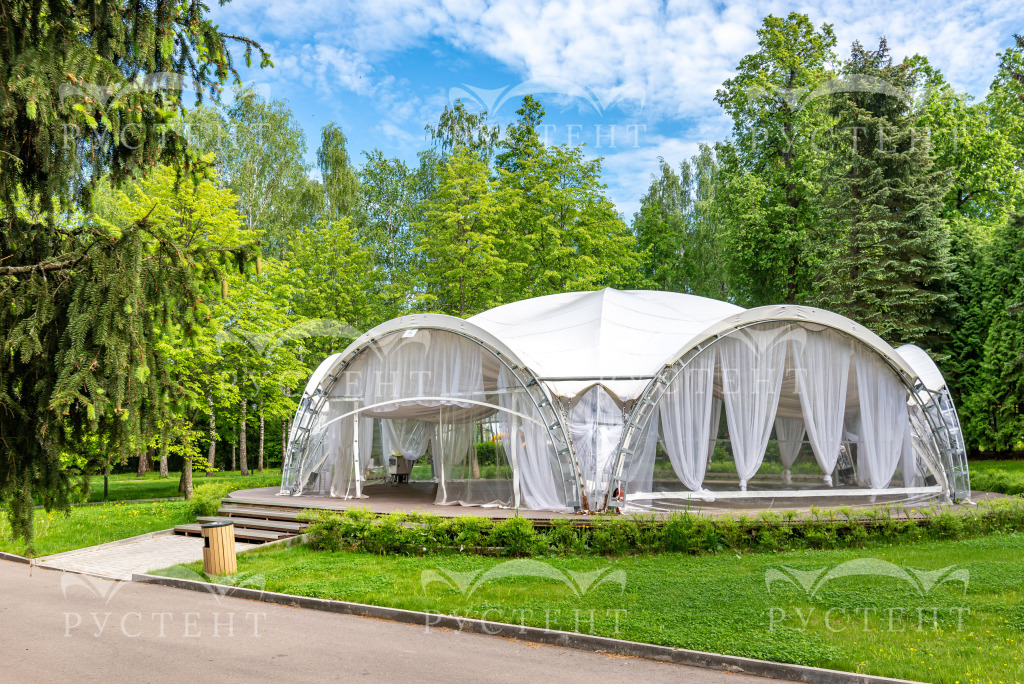 Примеры установленных гексагональных шатров