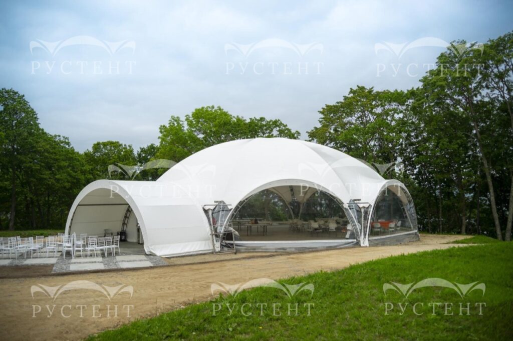 Примеры установленных гексагональных шатров