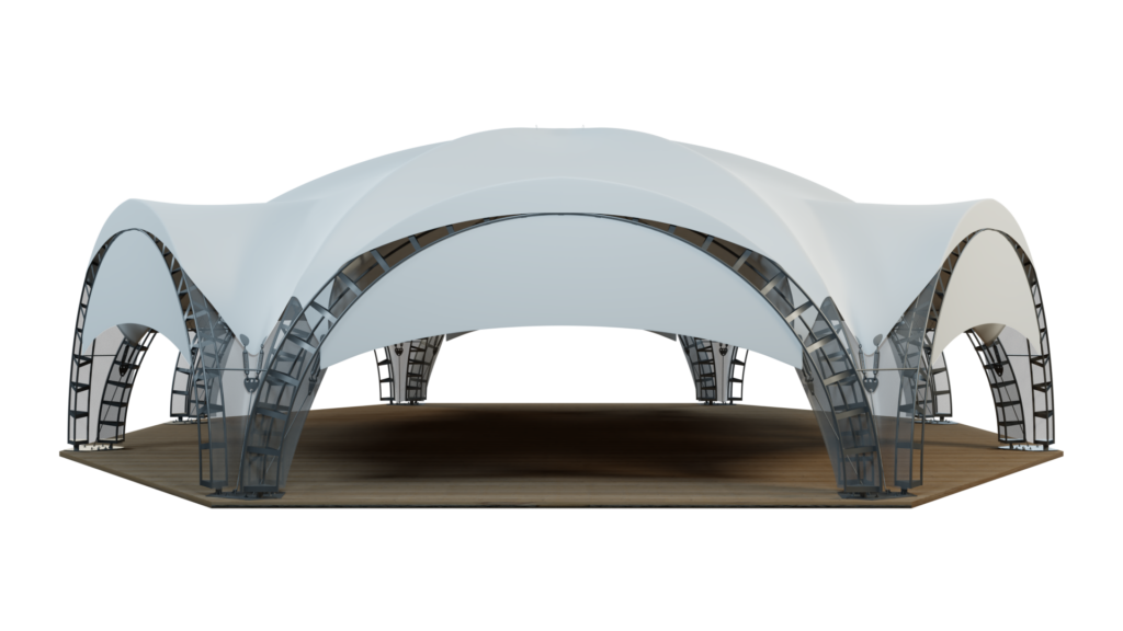 Гексагональный шатер 18х15 – 241 м²